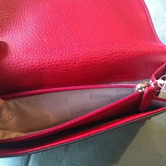 Michael Kors, Brookville Genuine leather, red pebble, bifold wallet, clutch - Picture 4 of 6